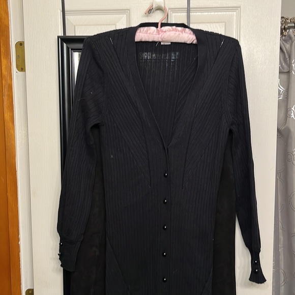 Venus size  small Black ribbed sweater dress or cardigan - Picture 9 of 12